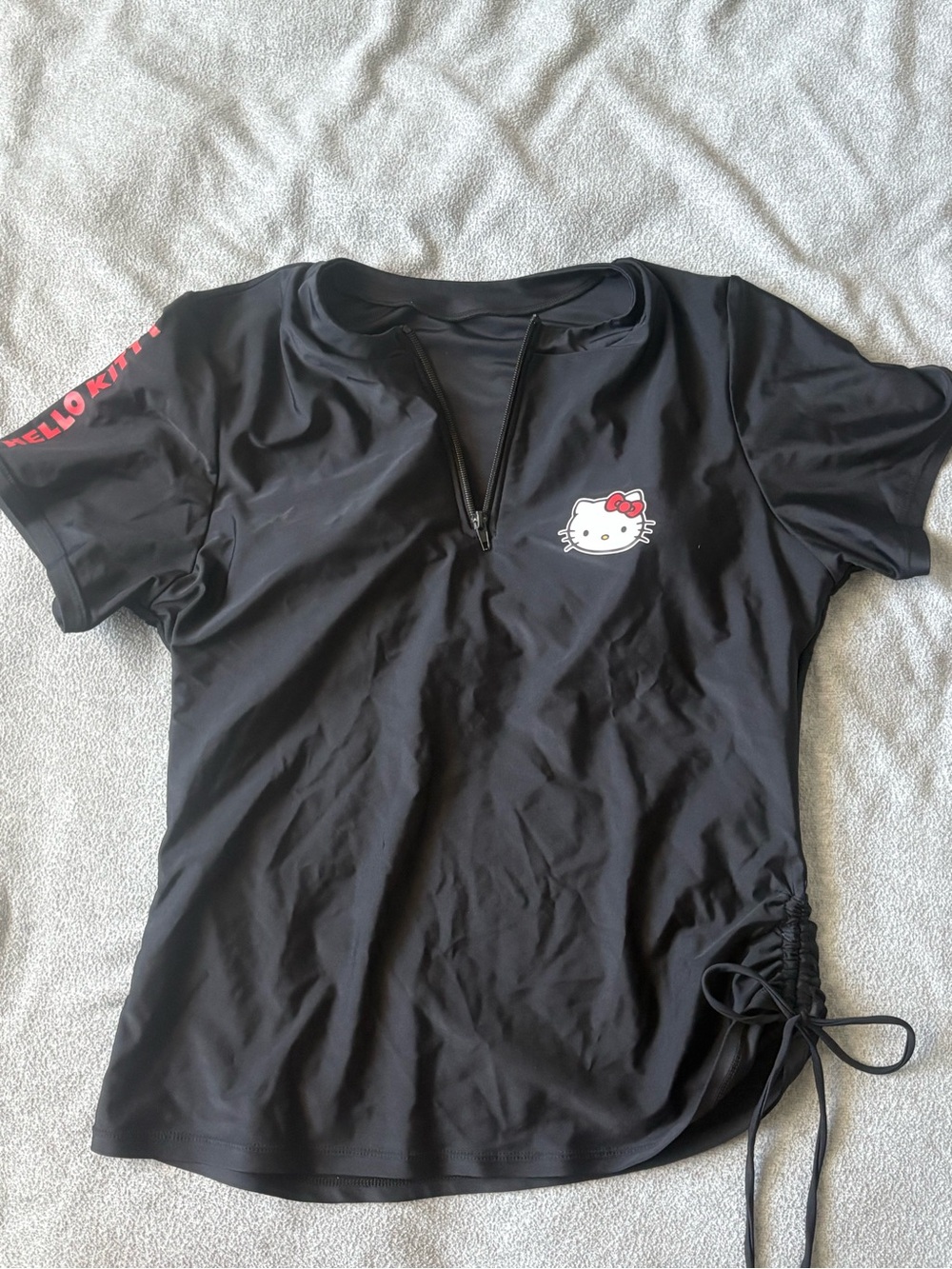 Hello Kitty Black Short Sleeve Tank with Side Tie